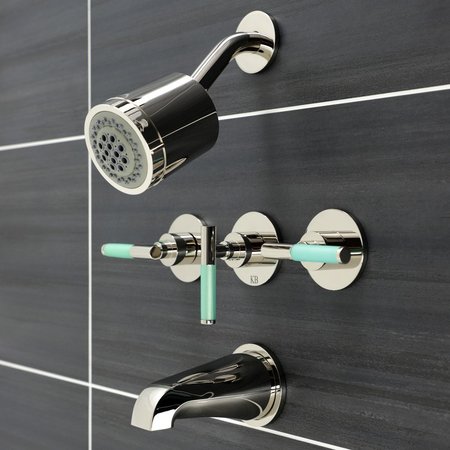 Kingston Brass Three-Handle Tub and Shower Faucet, Polished Nickel KBX8136CKL